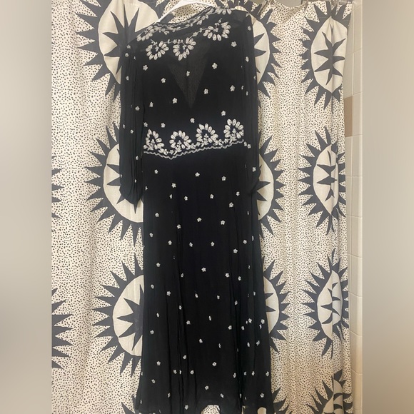 Black embroidered free people dress. Worn a handful of times. - Picture 2 of 2